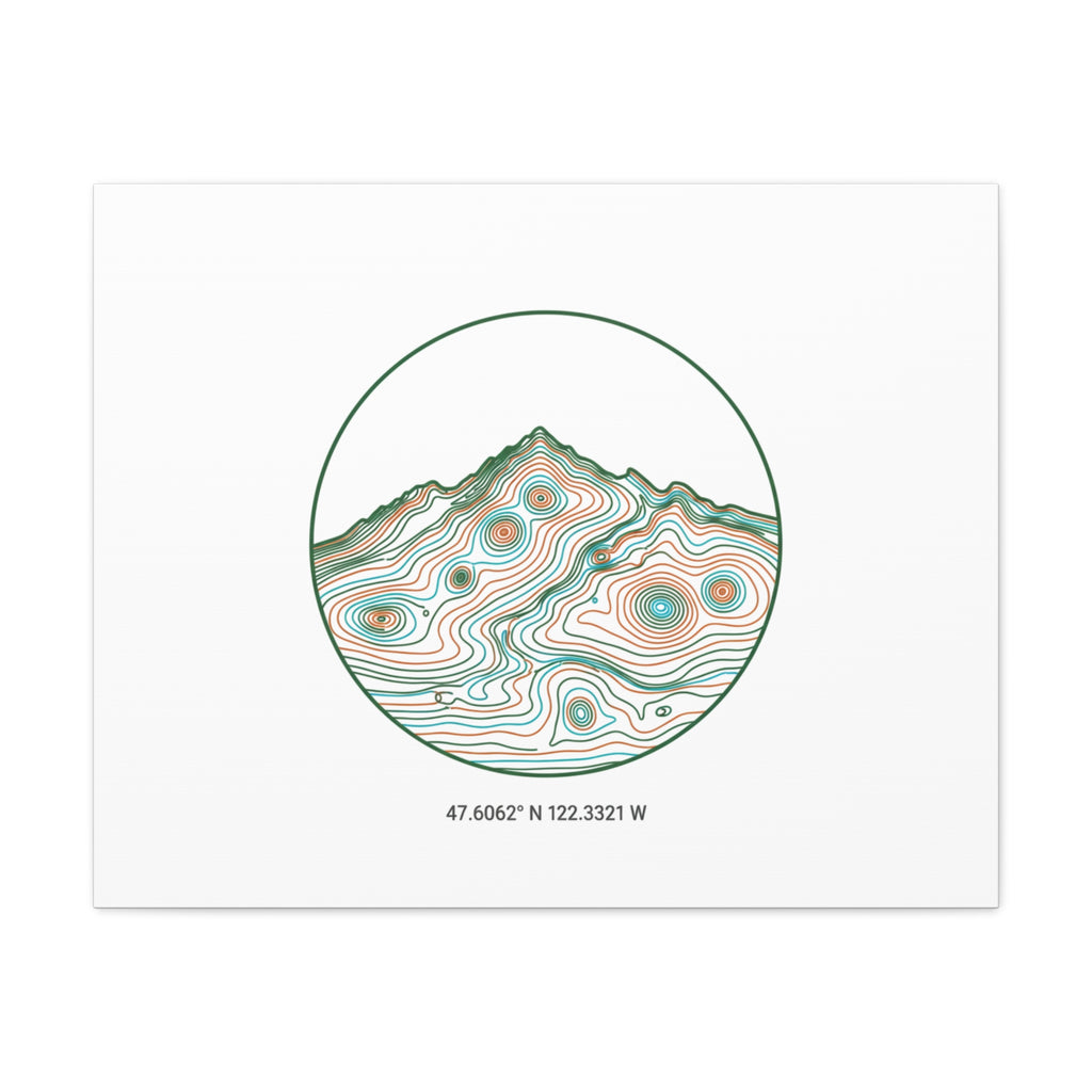 Topographic Contour Line Mountain Canvas, topographic map print | terrain poster