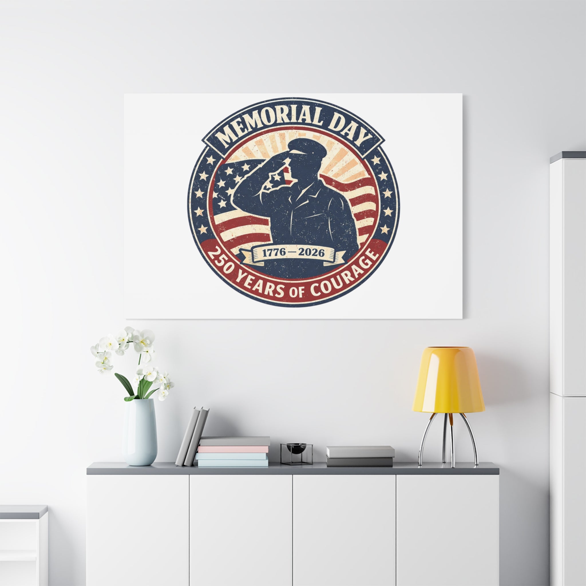 Memorial Day USA 250 Canvas, 1776–2026 Vintage Distressed Patriotic Print