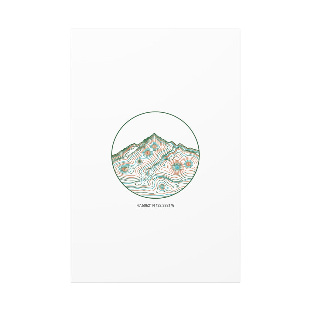 Topographic Contour Line Mountain Canvas, topographic map print | terrain poster