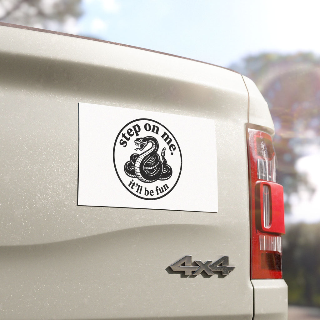 Car Magnet — "Step on Me, It'll Be Fun" Coiled Snake Decal