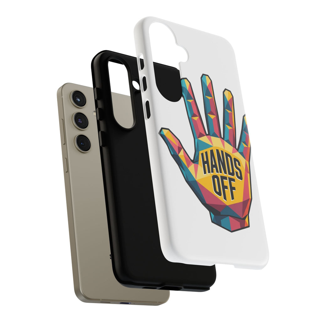 Hands Off Phone Case — Bold Geometric Palm Graphic
