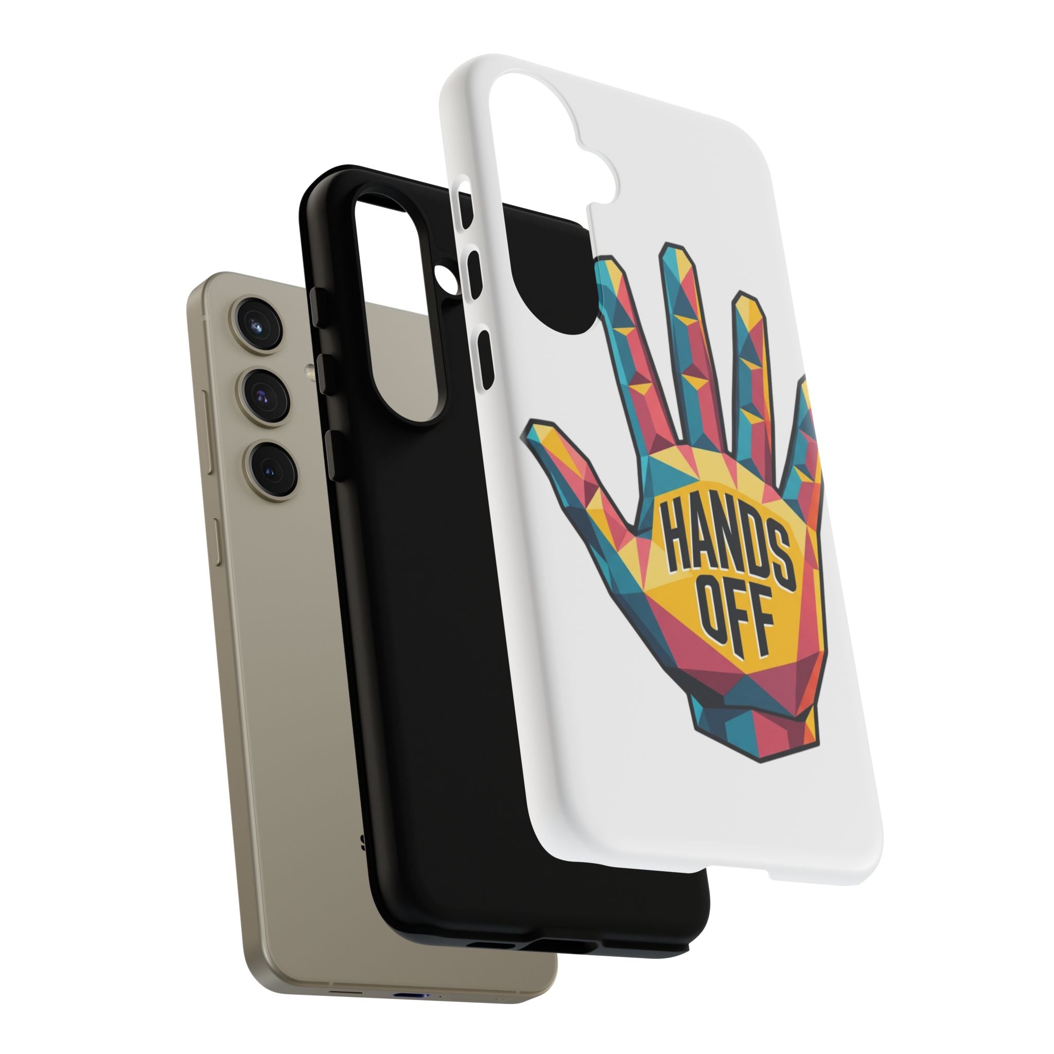 Hands Off Phone Case — Bold Geometric Palm Graphic
