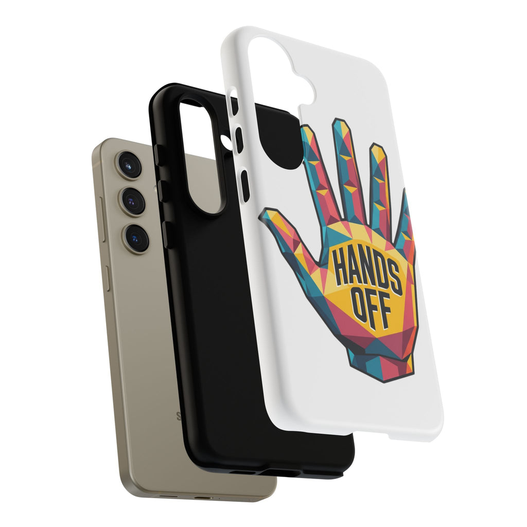 Hands Off Phone Case — Bold Geometric Palm Graphic