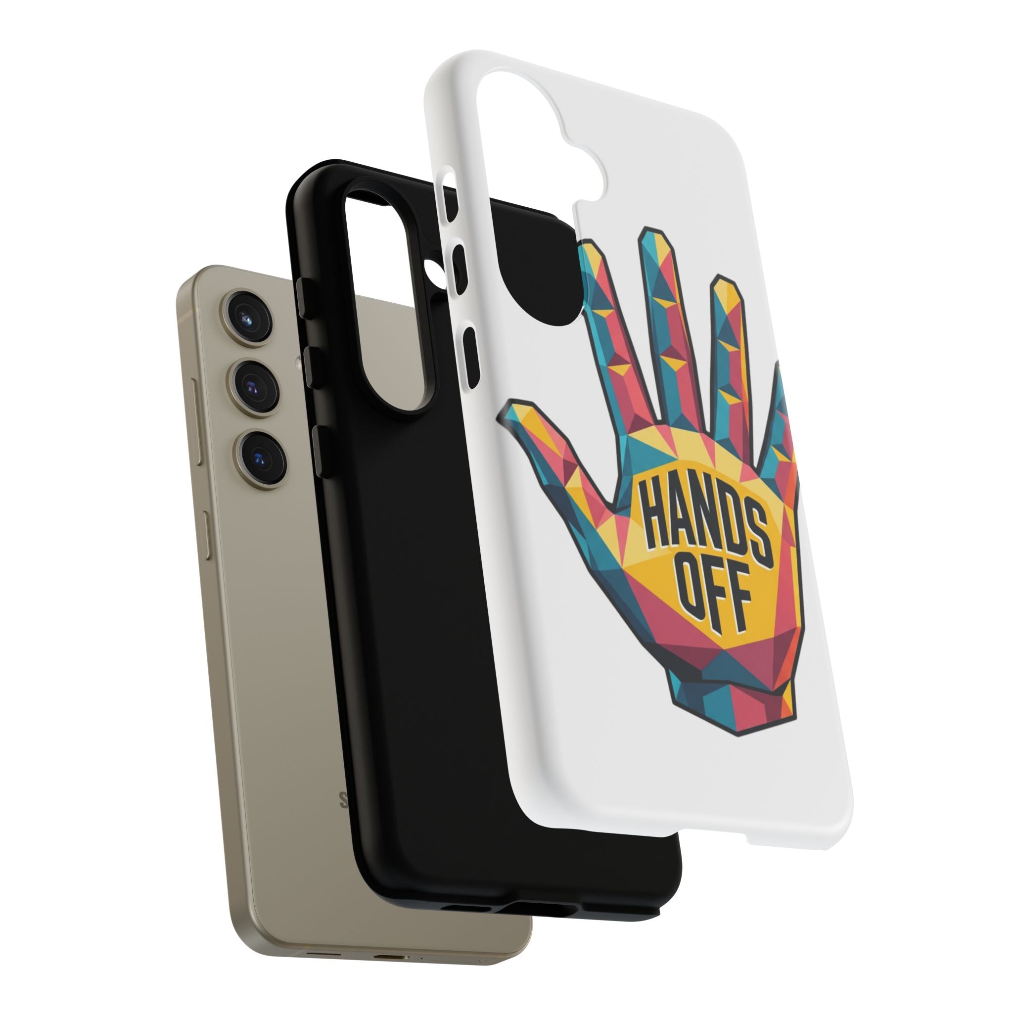 Hands Off Phone Case — Bold Geometric Palm Graphic