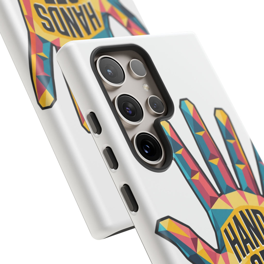 Hands Off Phone Case — Bold Geometric Palm Graphic