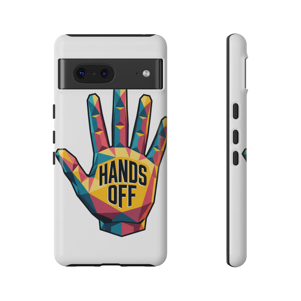 Hands Off Phone Case — Bold Geometric Palm Graphic