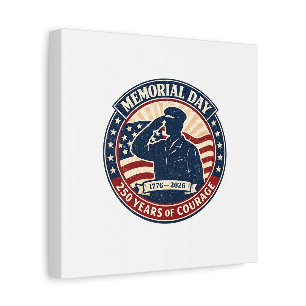 Memorial Day USA 250 Canvas, 1776–2026 Vintage Distressed Patriotic Print