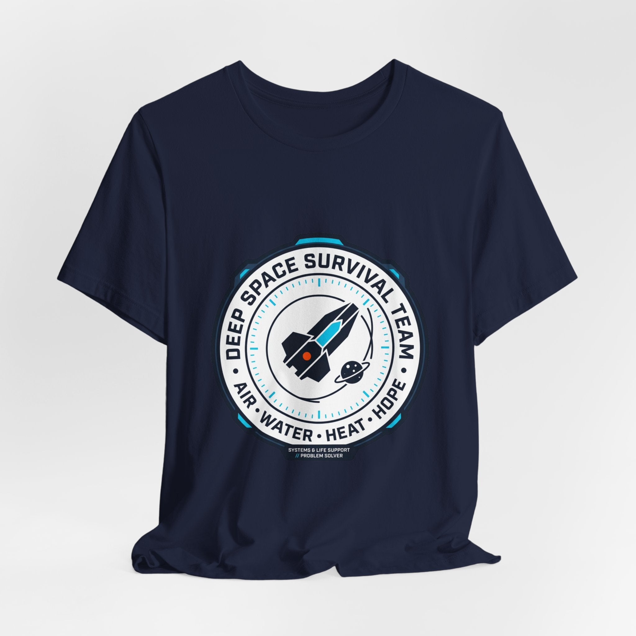 Deep Space Survival Team Tee | mission patch, hard sci‑fi exploration