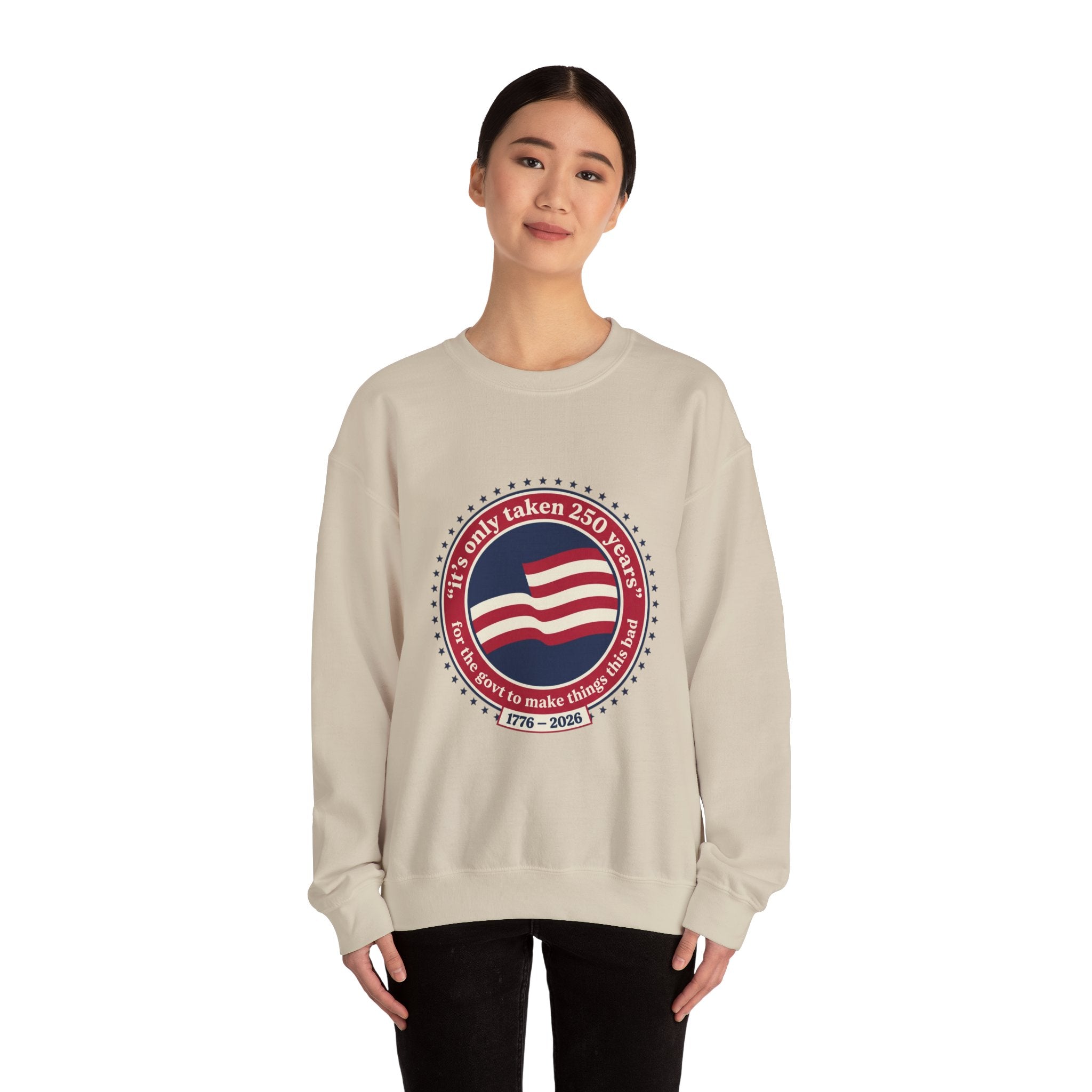 USA 250 Vintage Distressed Flag Crewneck Sweatshirt | 1776–2026 Memorial Day Americana