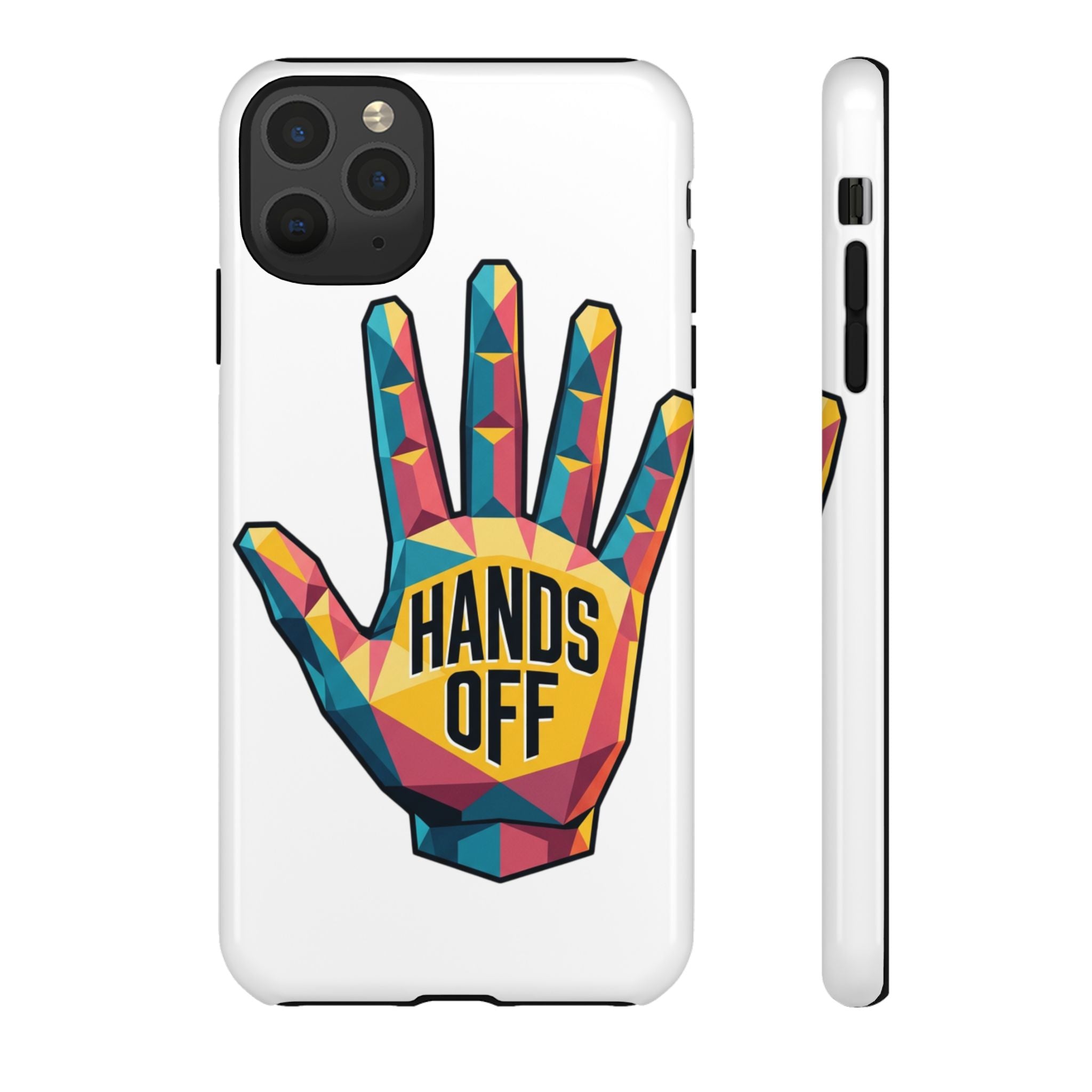 Hands Off Phone Case — Bold Geometric Palm Graphic