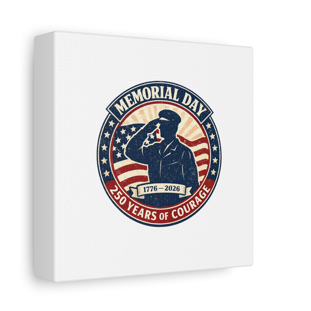 Memorial Day USA 250 Canvas, 1776–2026 Vintage Distressed Patriotic Print