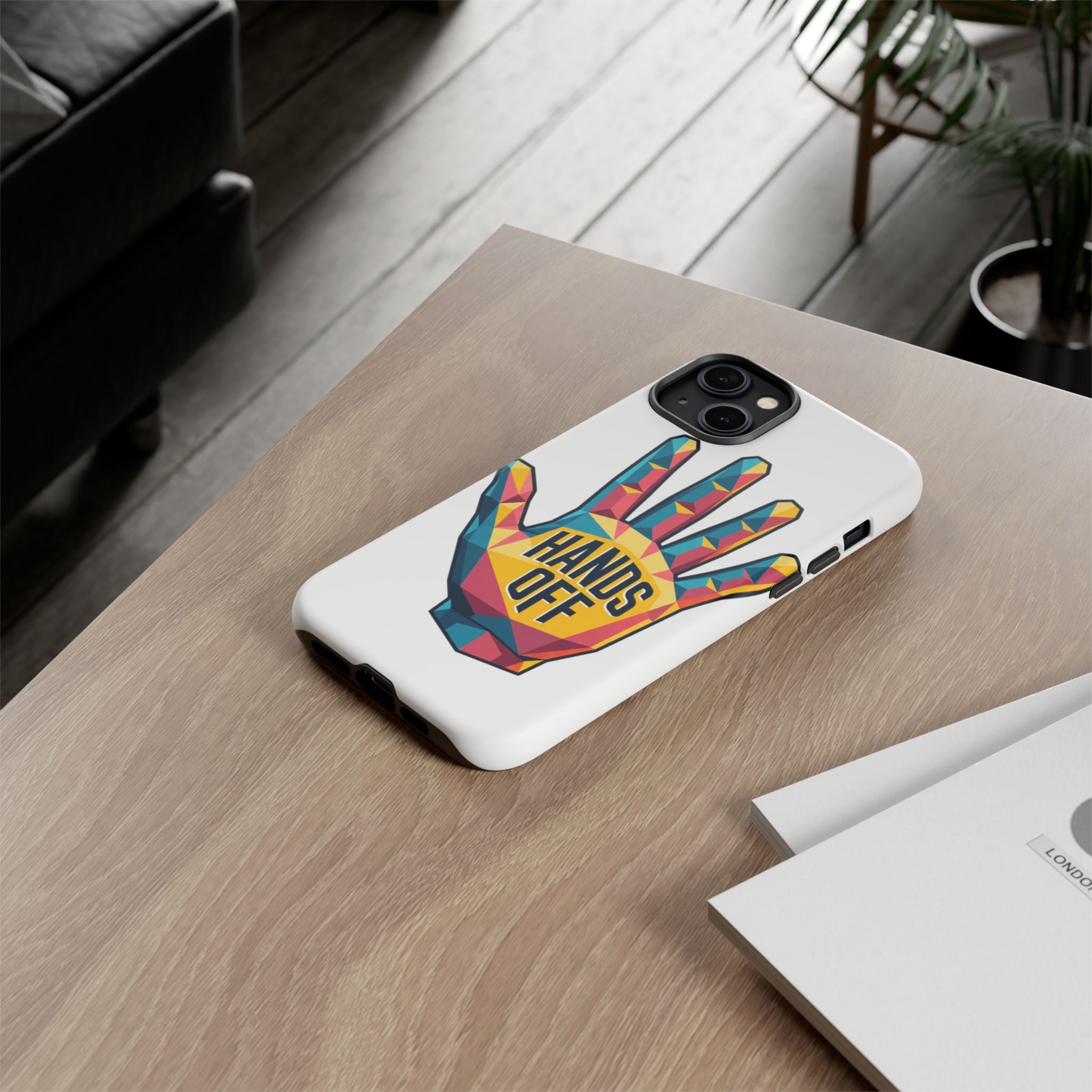 Hands Off Phone Case — Bold Geometric Palm Graphic