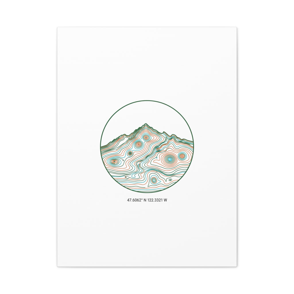 Topographic Contour Line Mountain Canvas, topographic map print | terrain poster