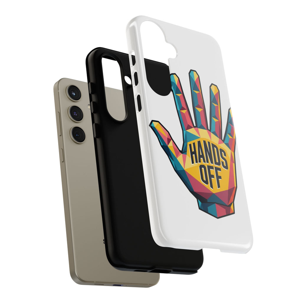 Hands Off Phone Case — Bold Geometric Palm Graphic