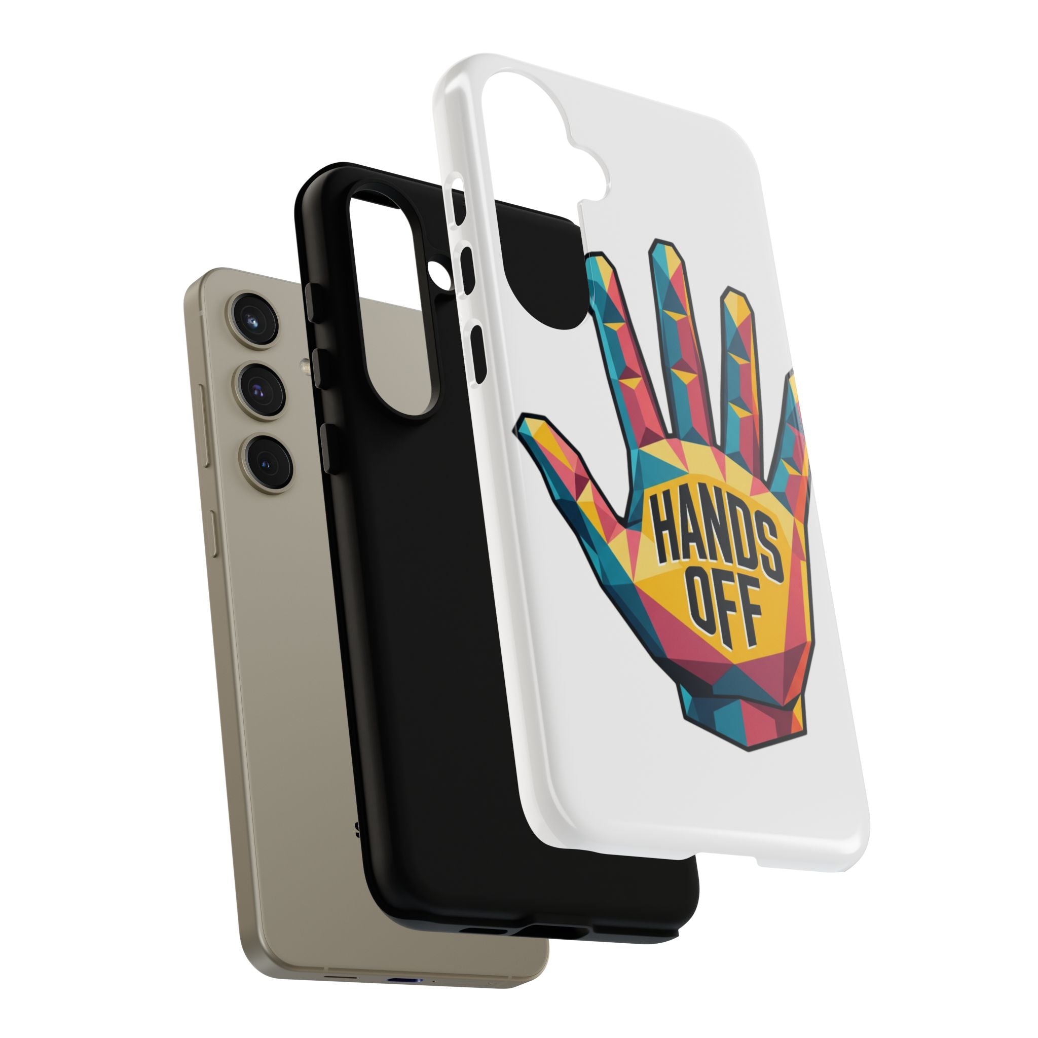 Hands Off Phone Case — Bold Geometric Palm Graphic