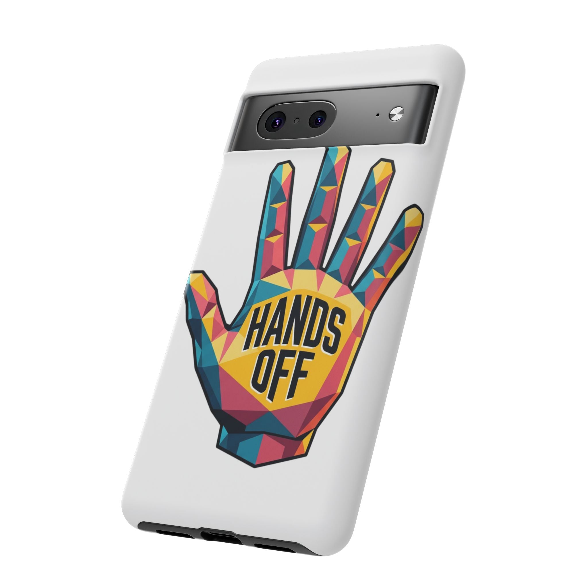 Hands Off Phone Case — Bold Geometric Palm Graphic