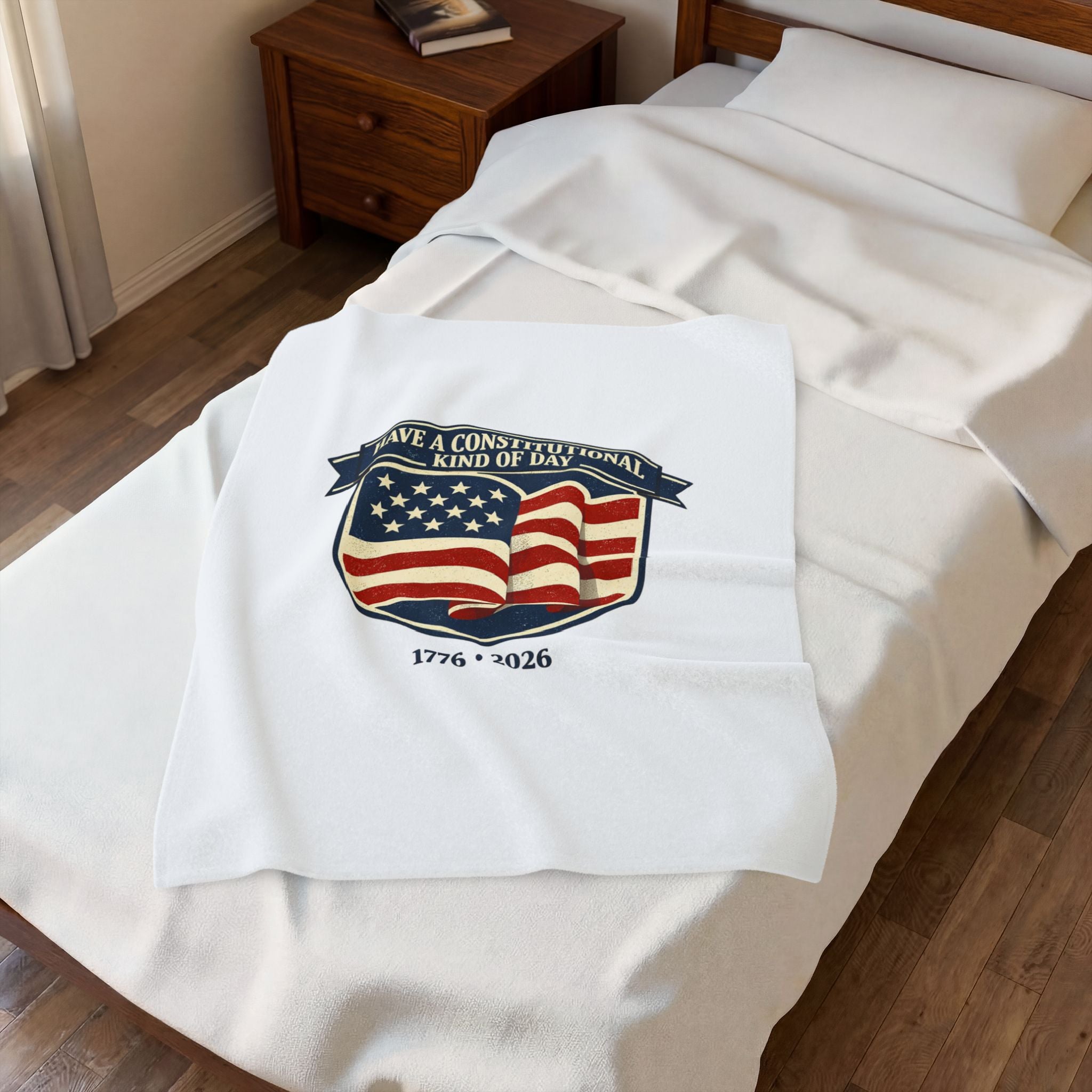 USA 250 1776–2026 Patriotic Velveteen Plush Blanket | vintage distressed red white blue