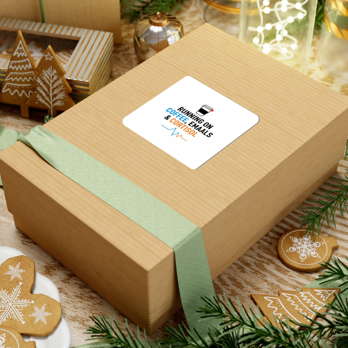 Running on Coffee, Emails & Cortisol Sticker | stress meme, burnout humor