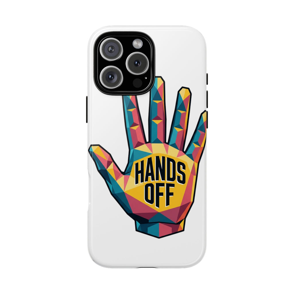 Hands Off Phone Case — Bold Geometric Palm Graphic