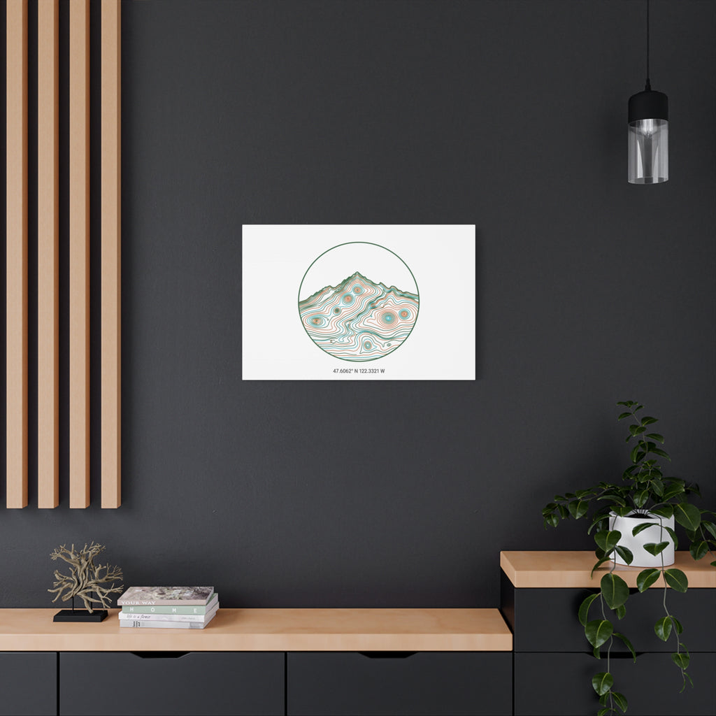 Topographic Contour Line Mountain Canvas, topographic map print | terrain poster
