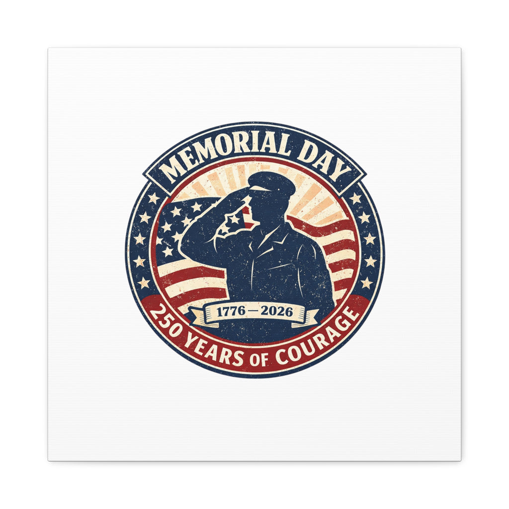 Memorial Day USA 250 Canvas, 1776–2026 Vintage Distressed Patriotic Print