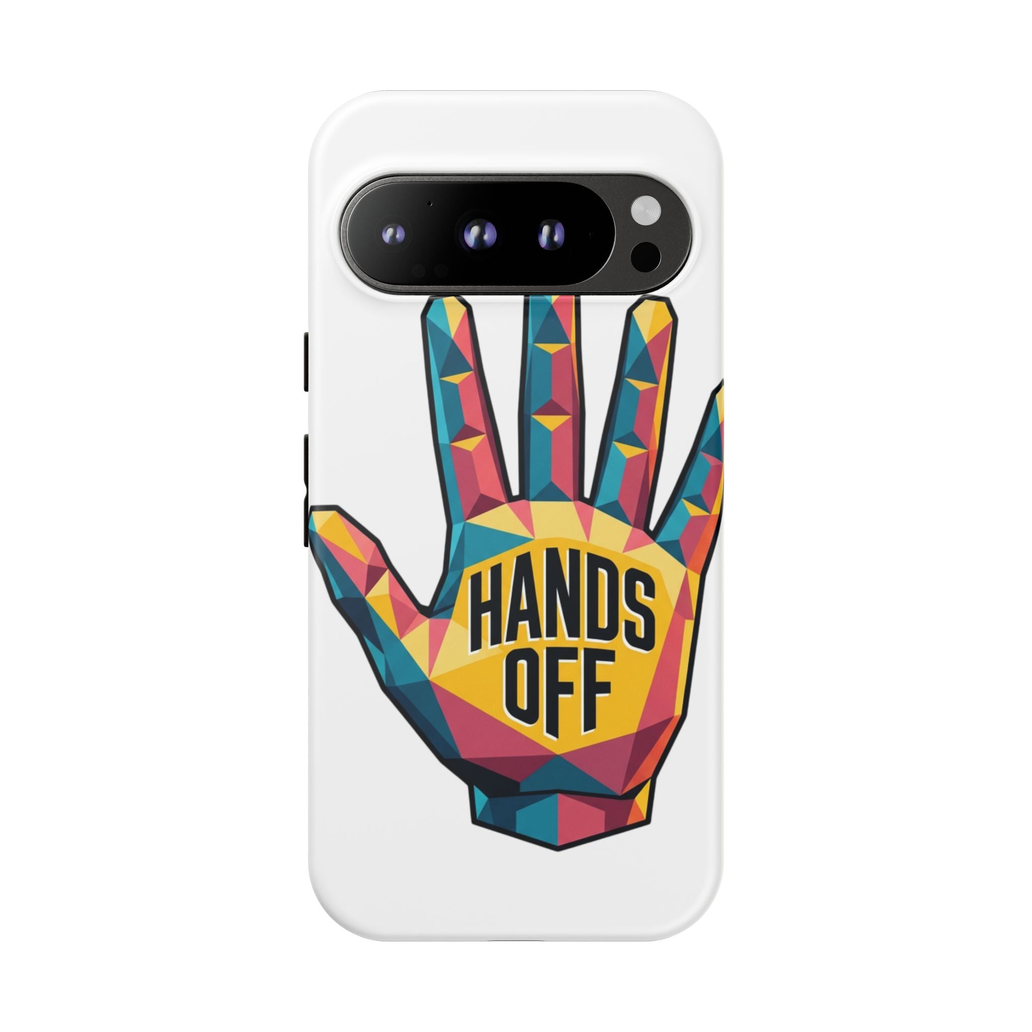 Hands Off Phone Case — Bold Geometric Palm Graphic