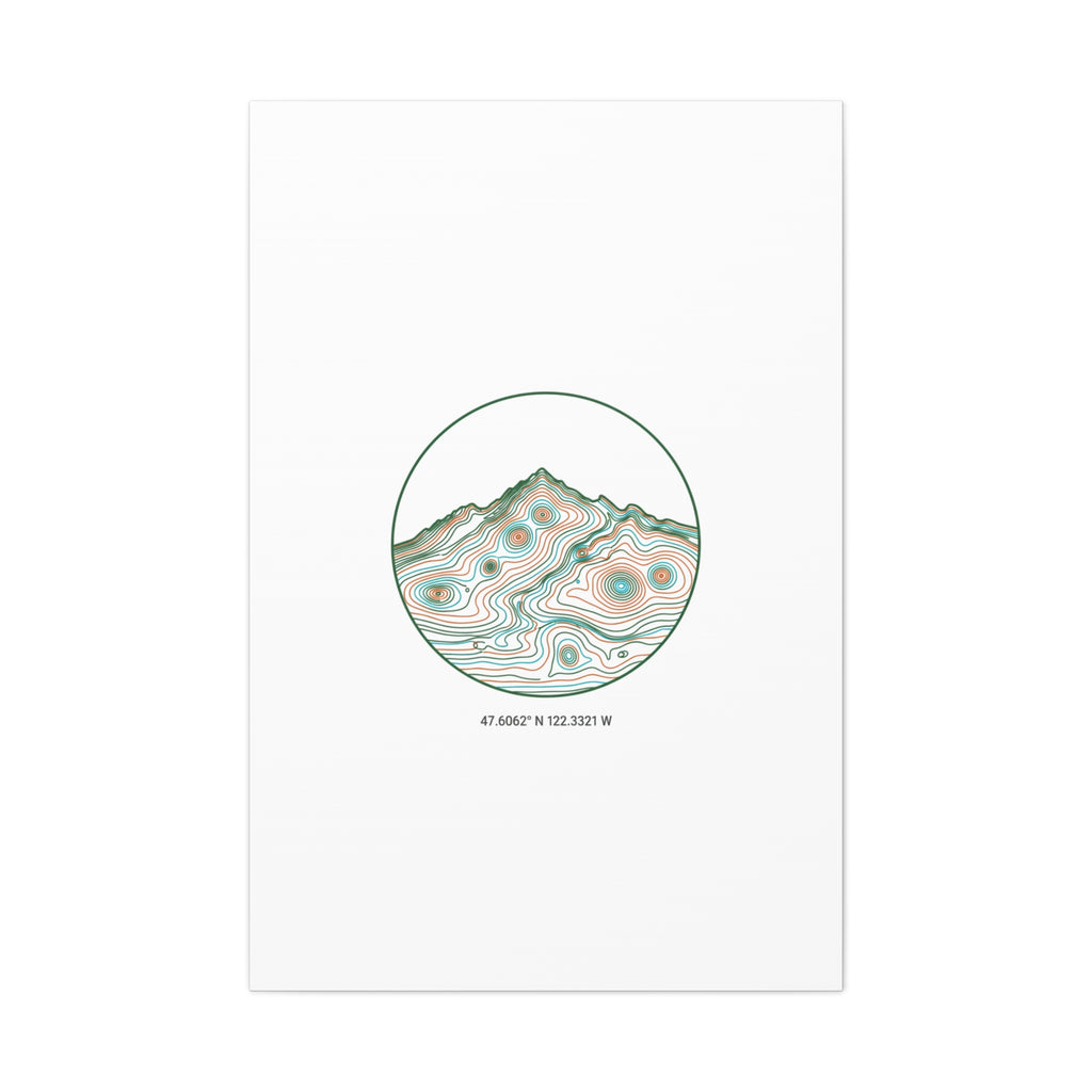 Topographic Contour Line Mountain Canvas, topographic map print | terrain poster