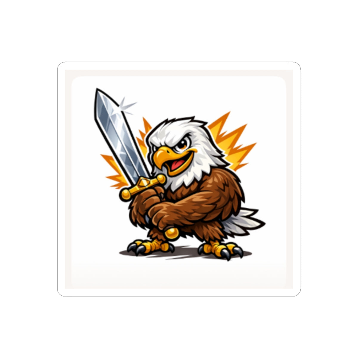 Eagle Warrior Sticker — Fierce Sword Mascot Kiss-Cut Sticker