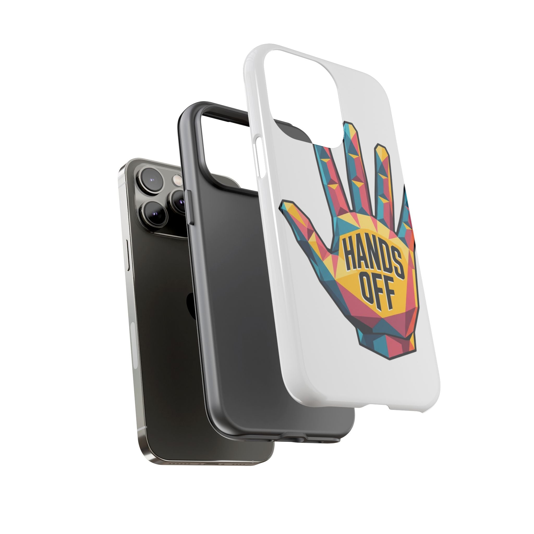 Hands Off Phone Case — Bold Geometric Palm Graphic