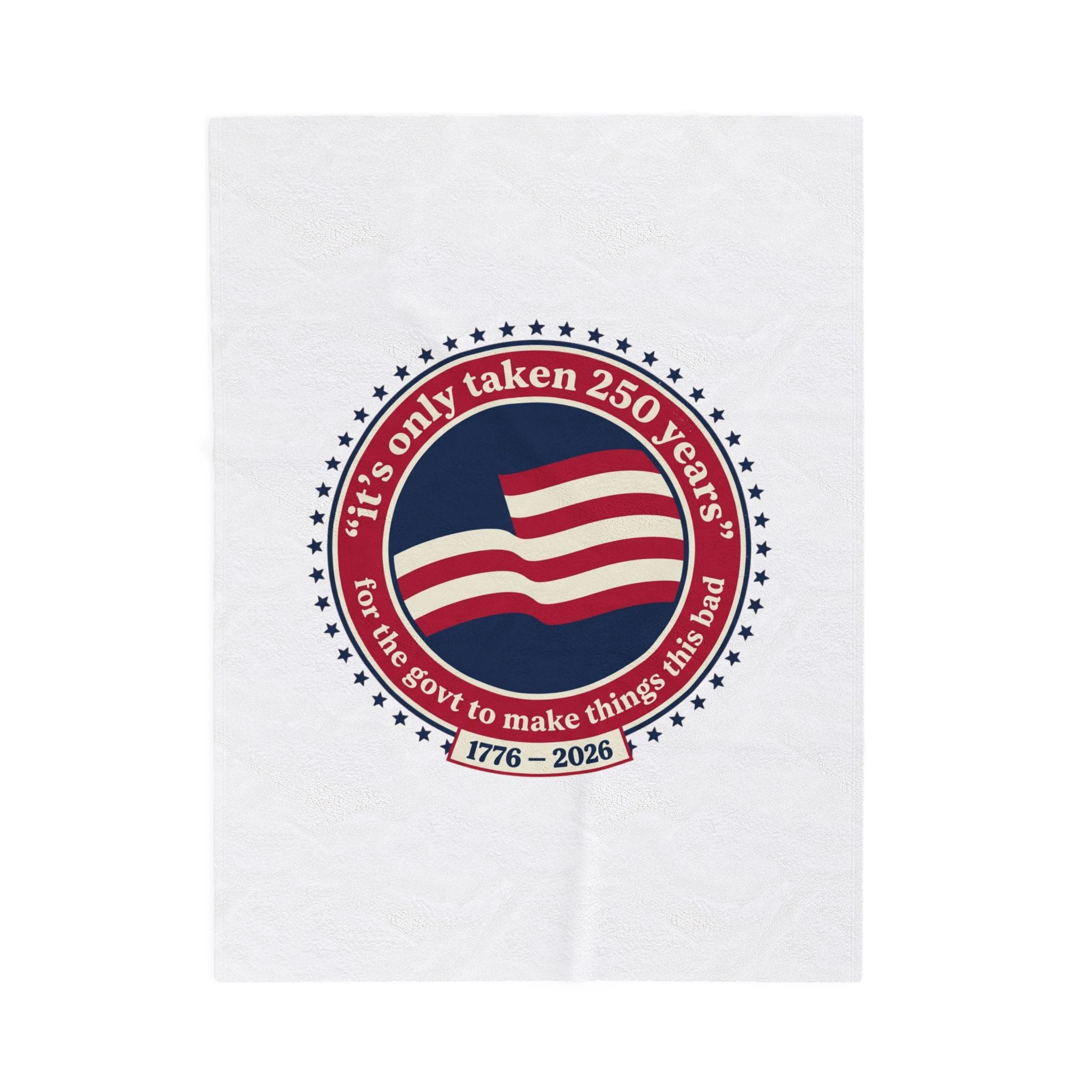 USA 250 Commemorative Velveteen Plush Blanket | 1776–2026, vintage distressed Americana