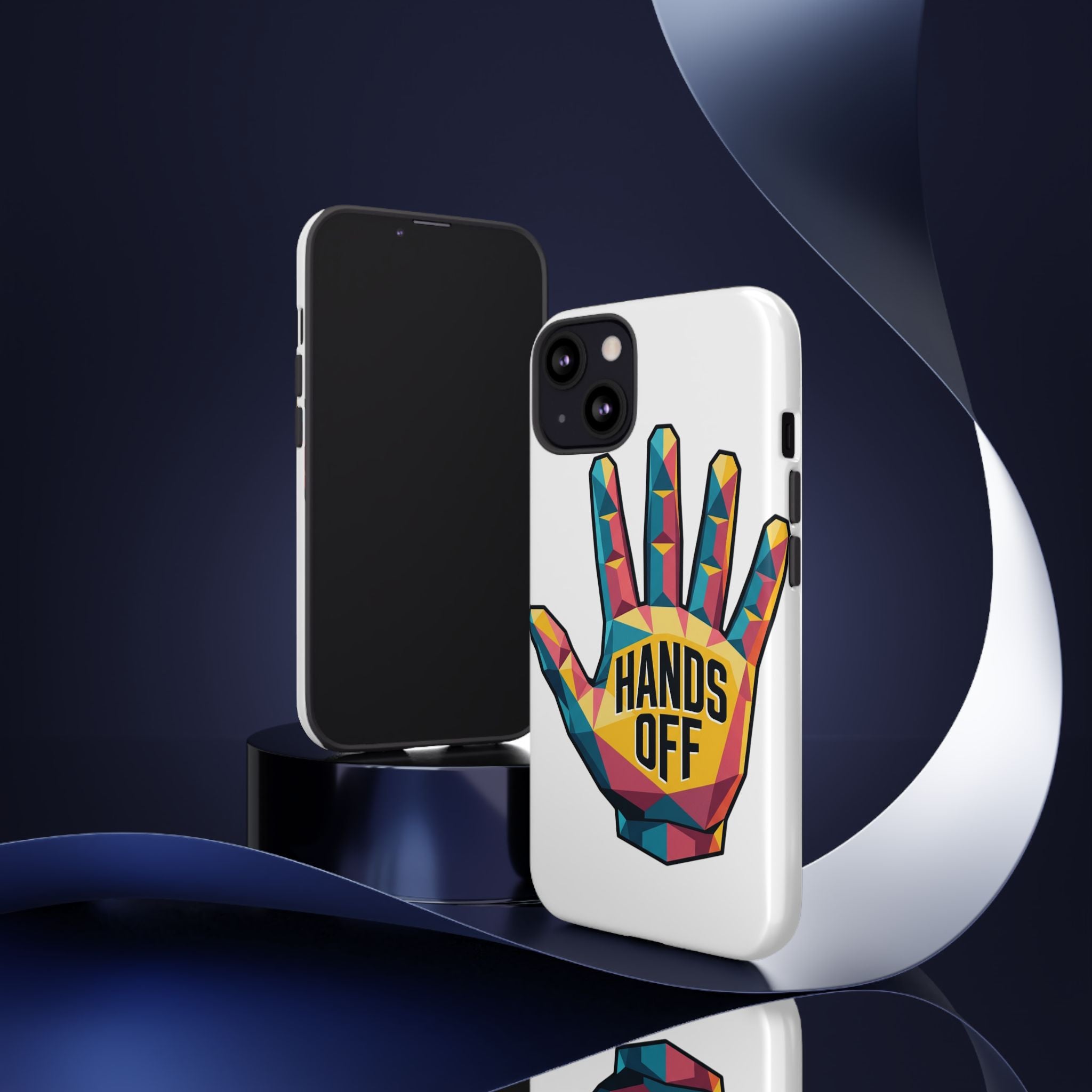 Hands Off Phone Case — Bold Geometric Palm Graphic