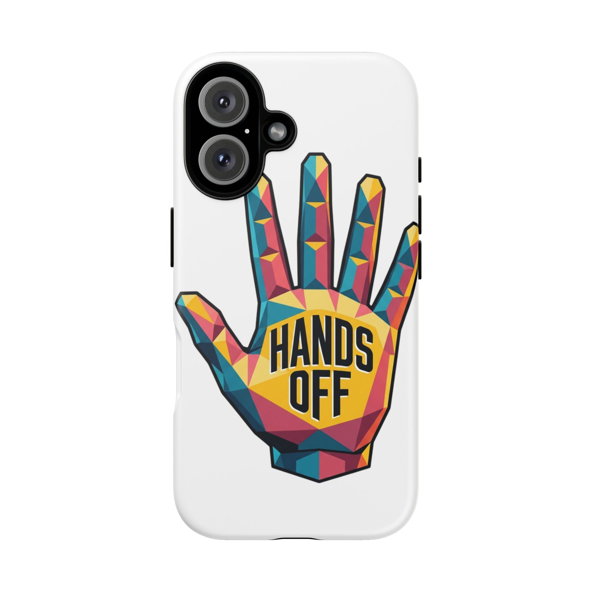 Hands Off Phone Case — Bold Geometric Palm Graphic