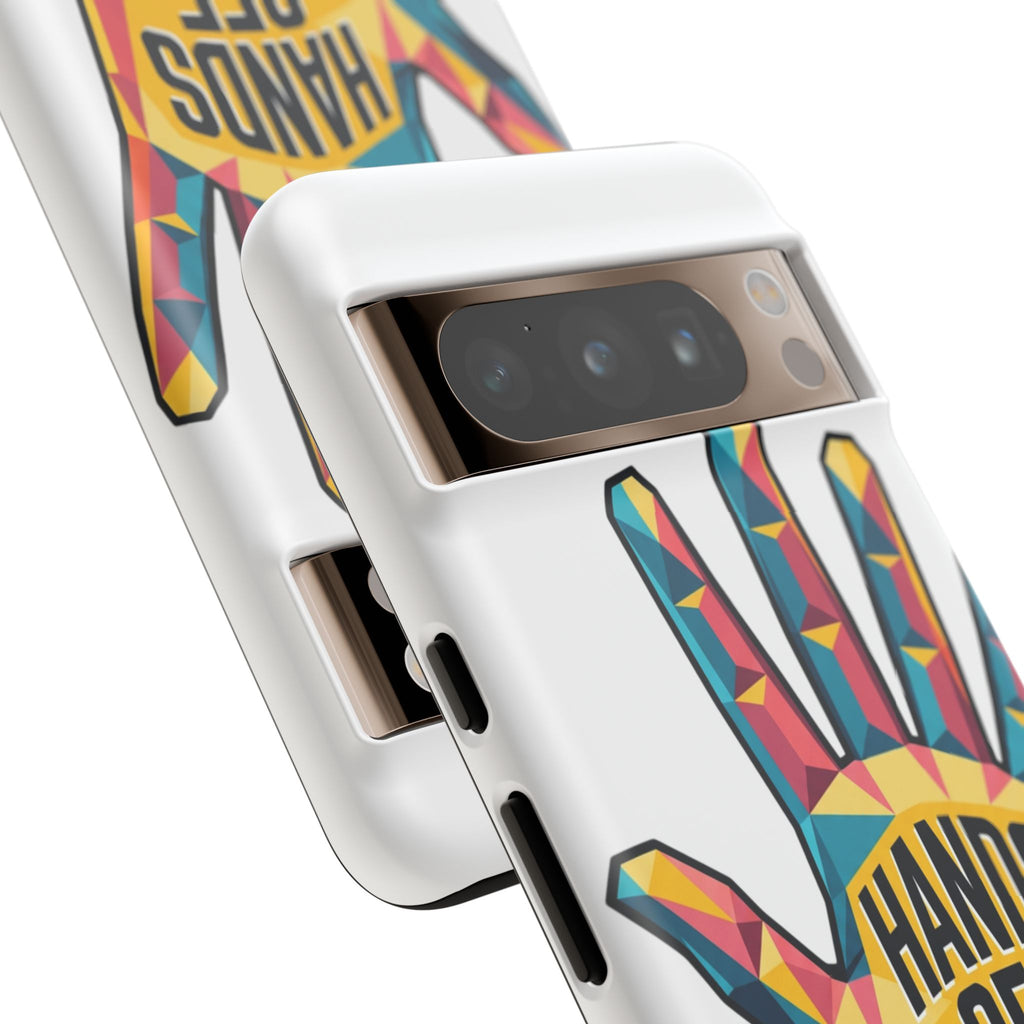 Hands Off Phone Case — Bold Geometric Palm Graphic