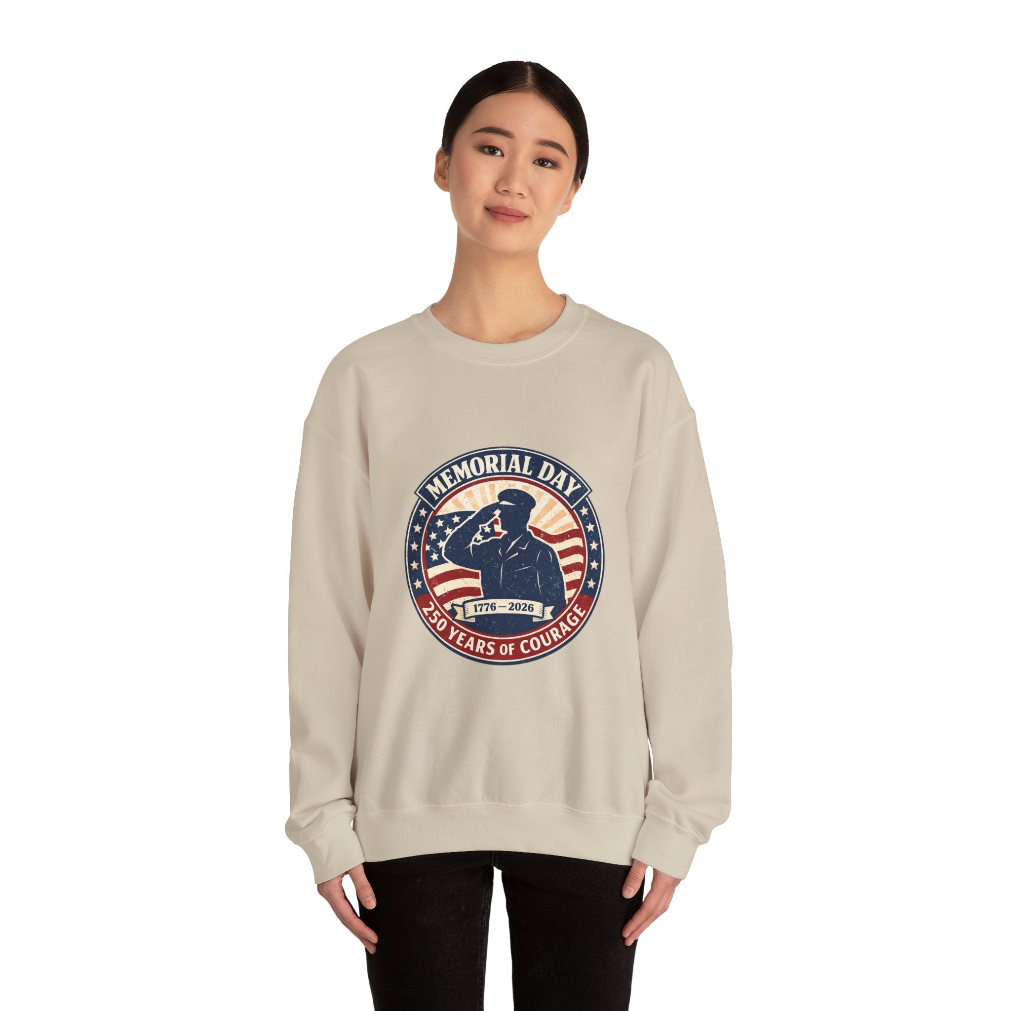 Memorial Day USA 250 Crewneck Sweatshirt | 1776–2026 Vintage Distressed Patriotic