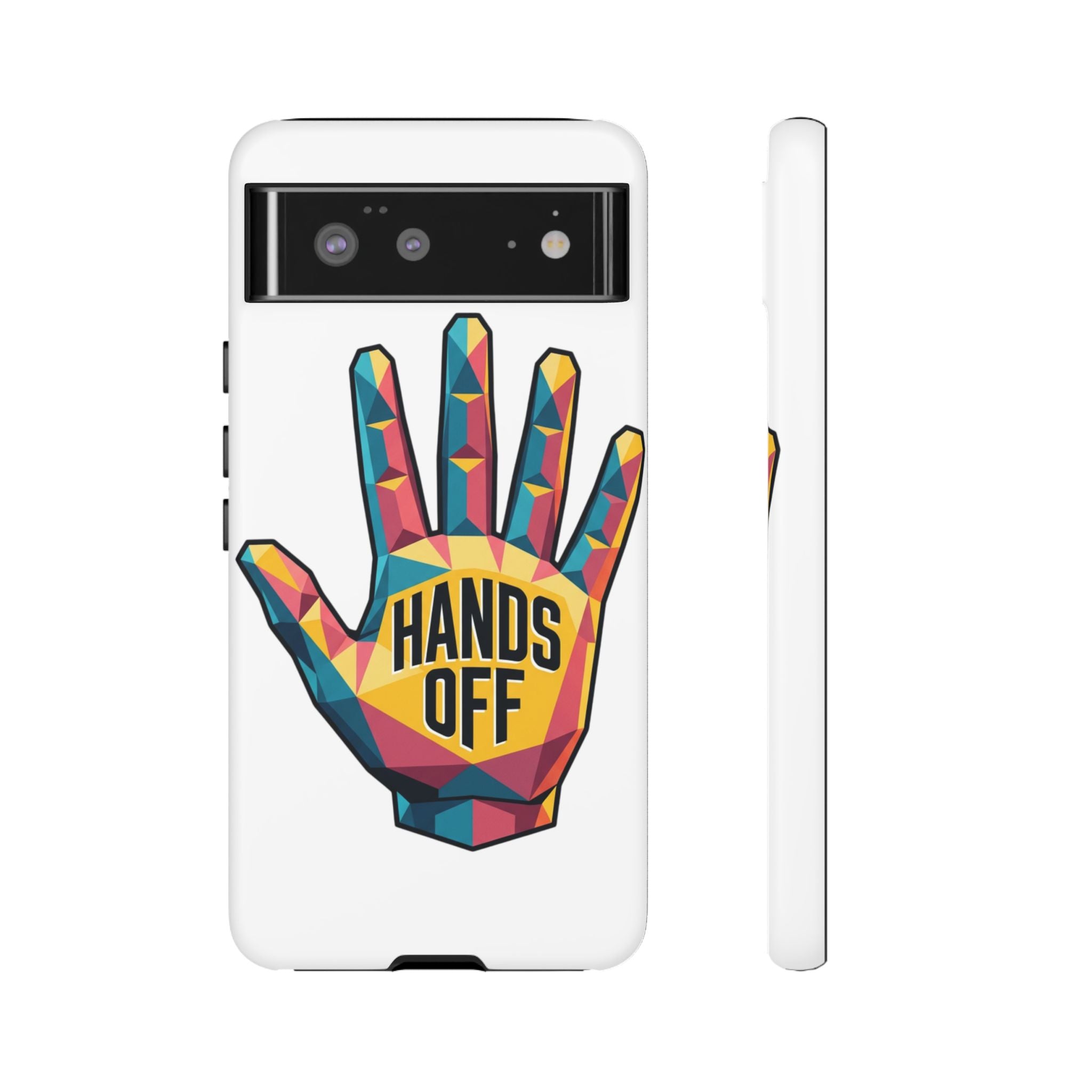 Hands Off Phone Case — Bold Geometric Palm Graphic