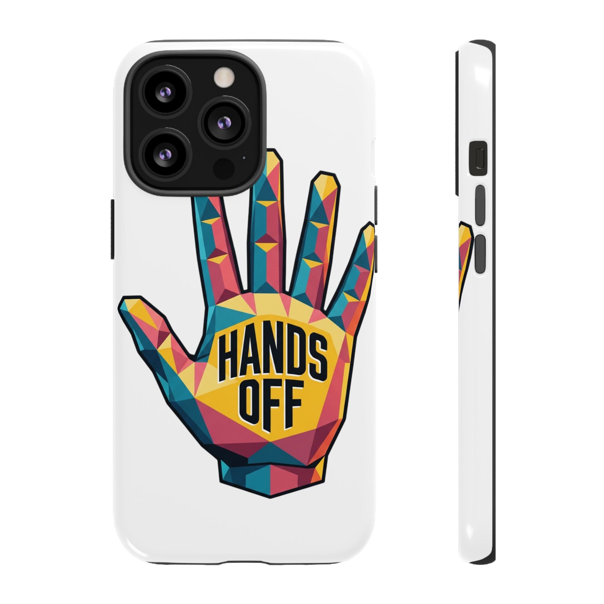 Hands Off Phone Case — Bold Geometric Palm Graphic