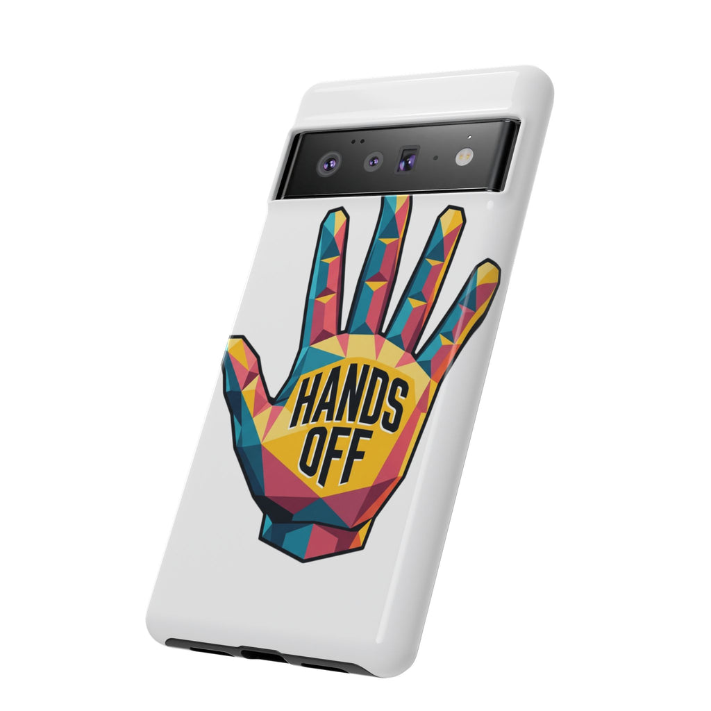 Hands Off Phone Case — Bold Geometric Palm Graphic