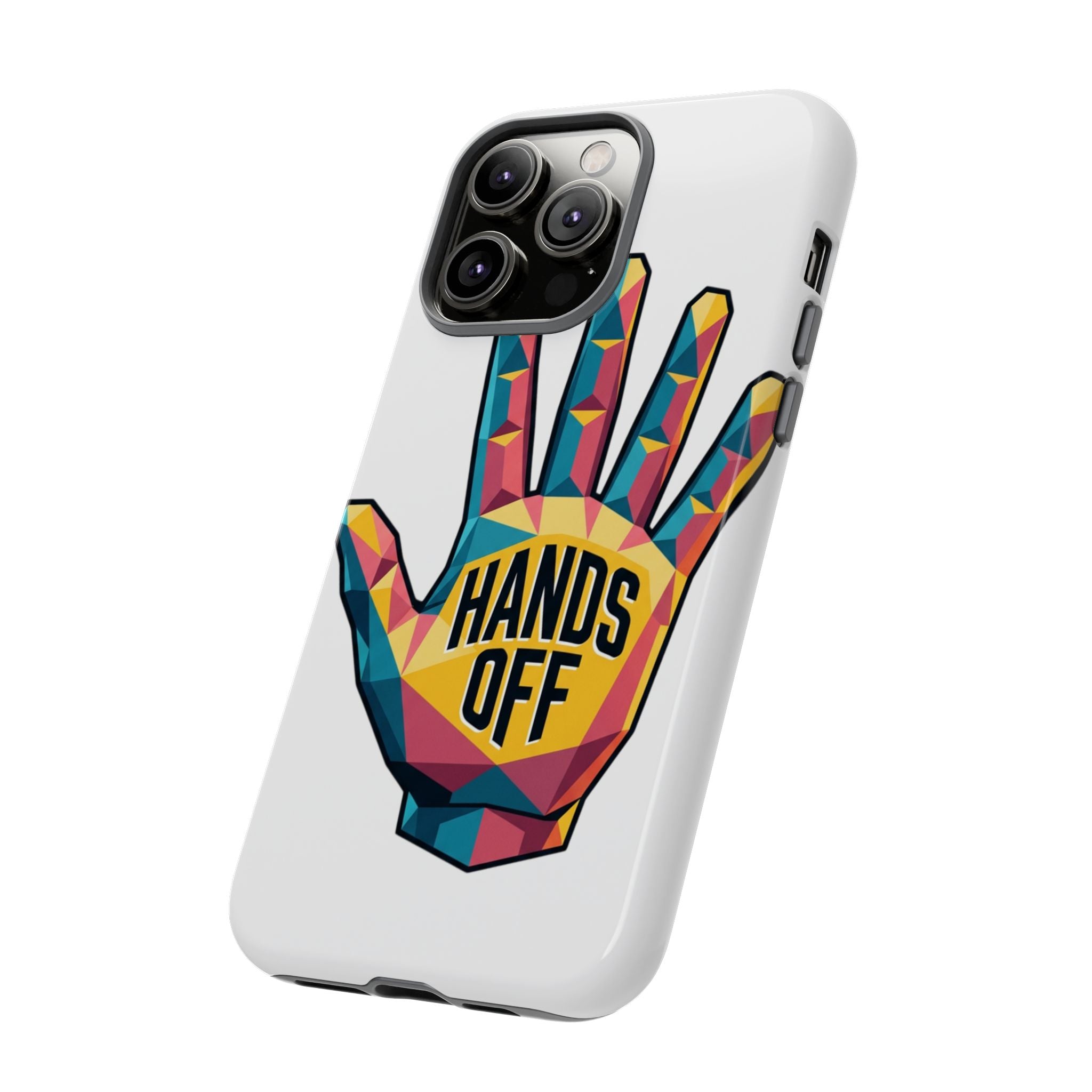 Hands Off Phone Case — Bold Geometric Palm Graphic