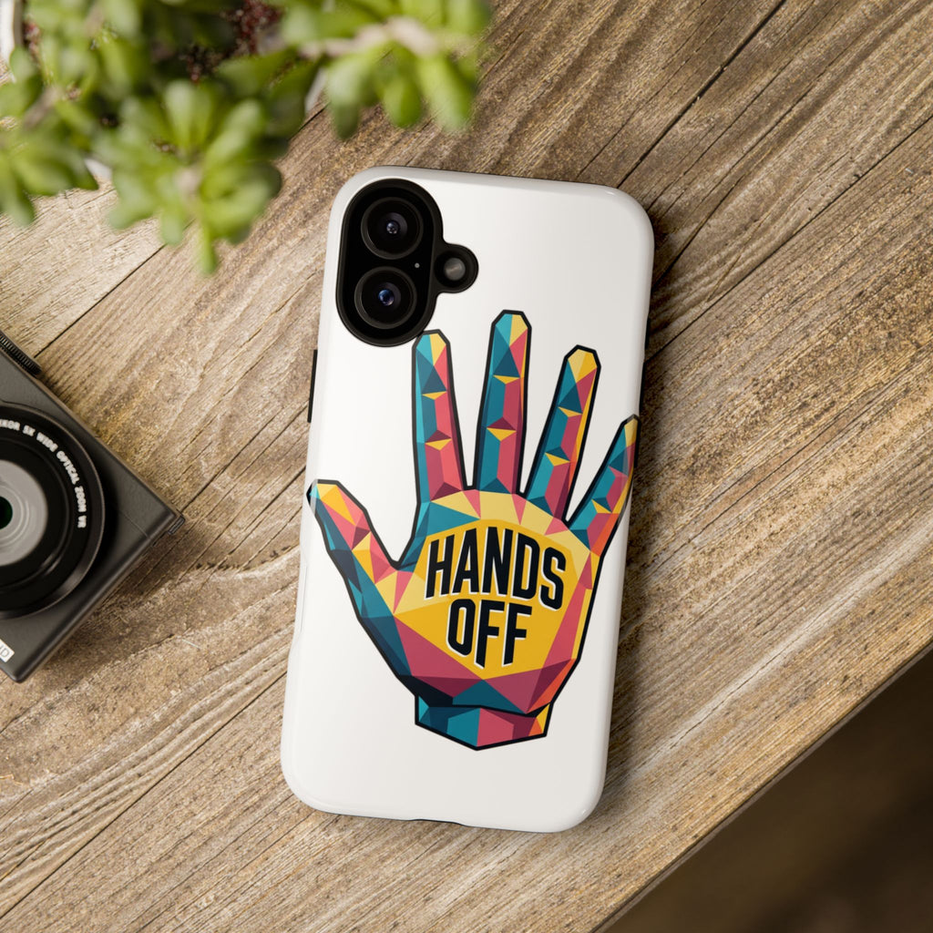 Hands Off Phone Case — Bold Geometric Palm Graphic