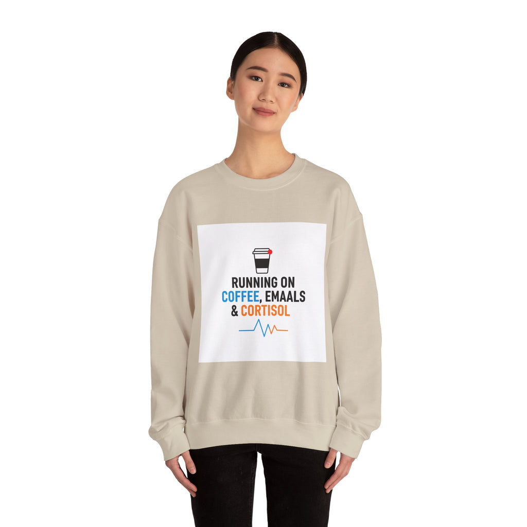 Running on Coffee, Emails & Cortisol Sweatshirt | cortisol shirt, stress meme