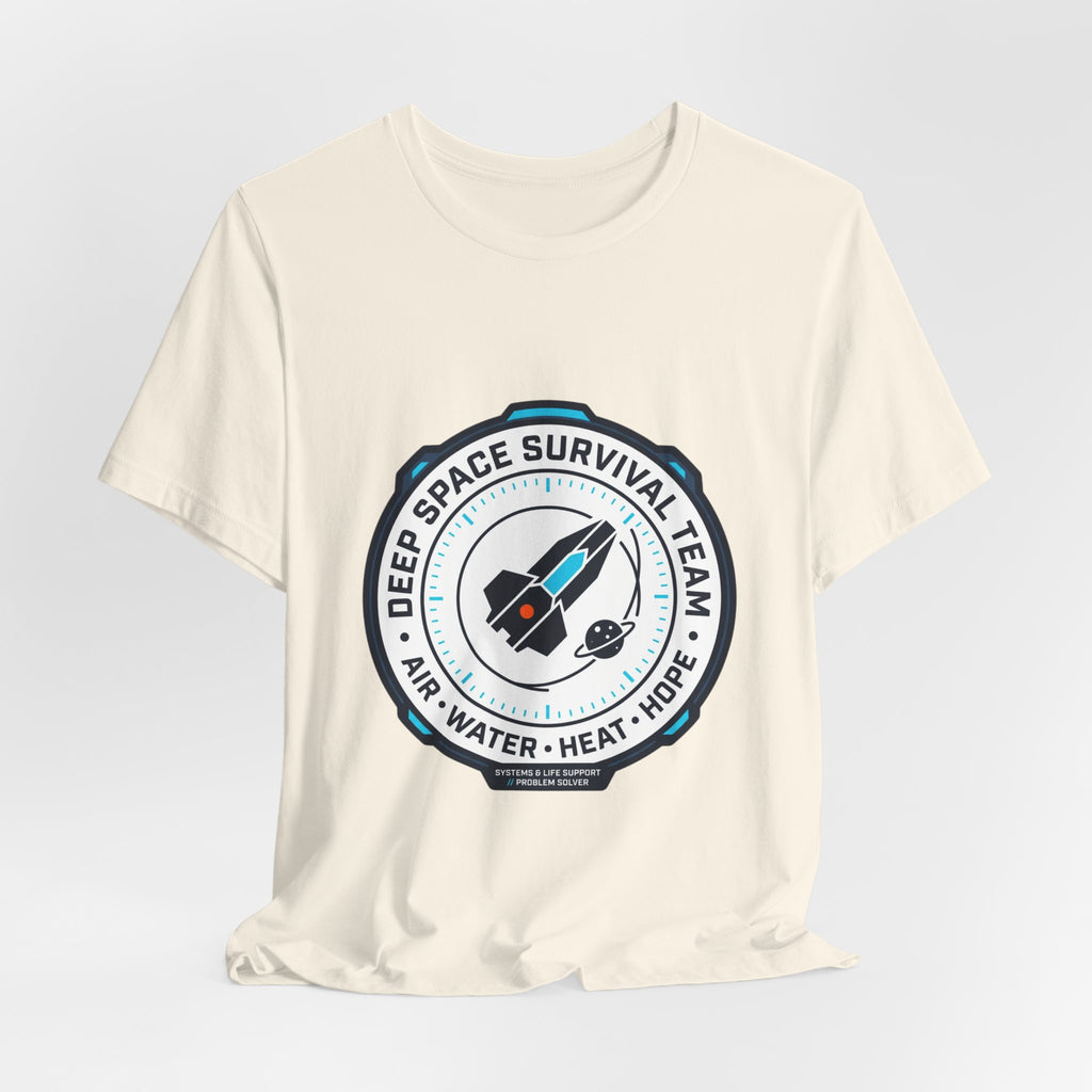Deep Space Survival Team Tee | mission patch, hard sci‑fi exploration
