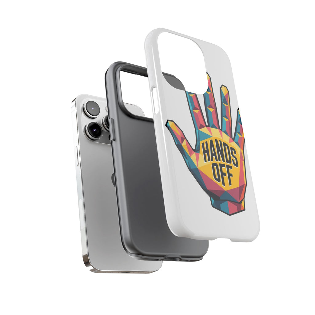 Hands Off Phone Case — Bold Geometric Palm Graphic