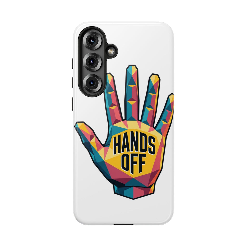 Hands Off Phone Case — Bold Geometric Palm Graphic