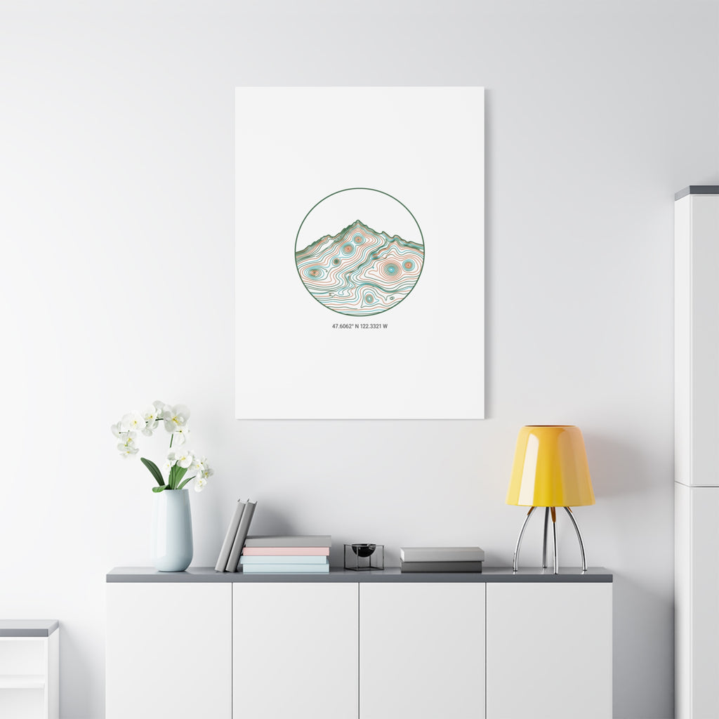 Topographic Contour Line Mountain Canvas, topographic map print | terrain poster