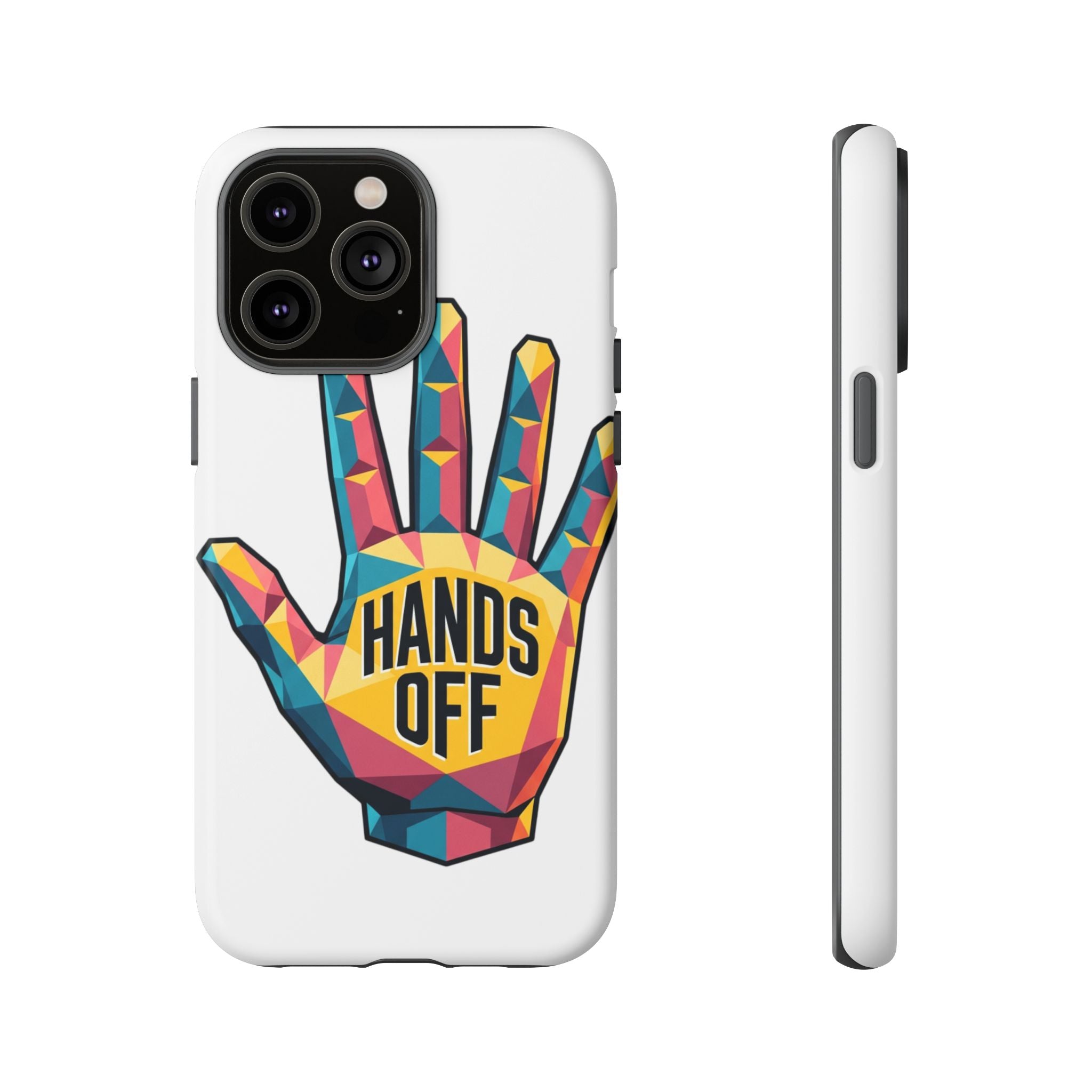 Hands Off Phone Case — Bold Geometric Palm Graphic