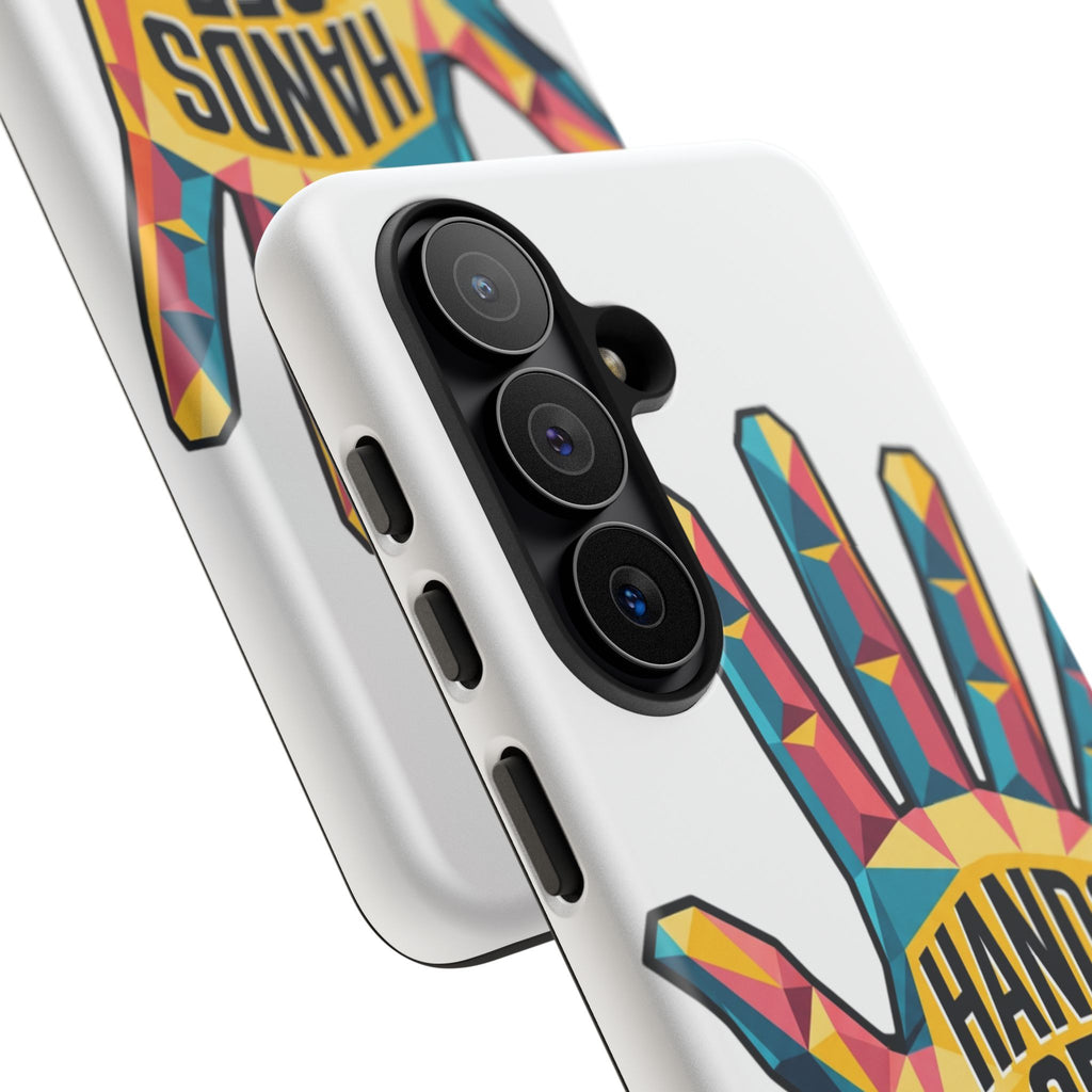 Hands Off Phone Case — Bold Geometric Palm Graphic