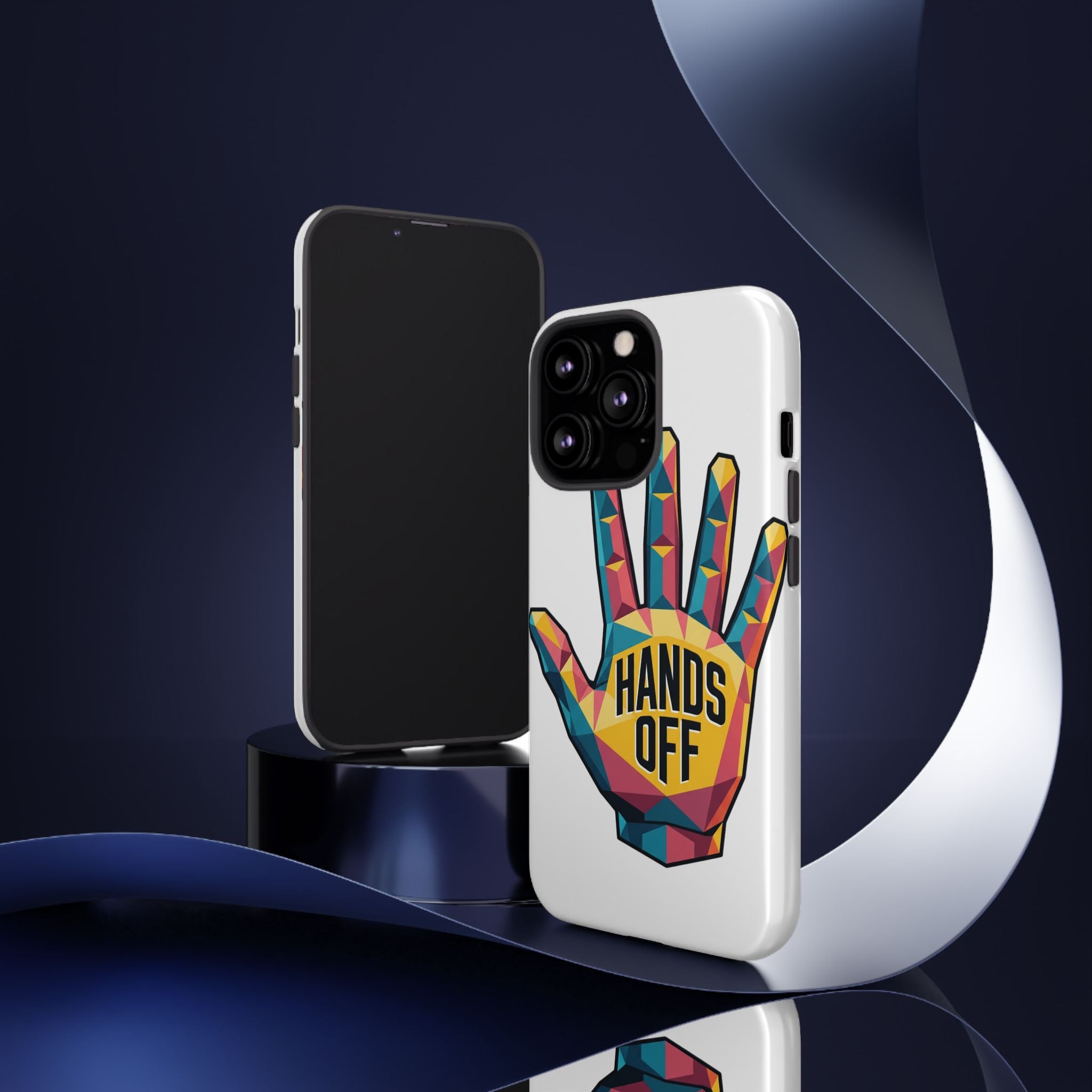Hands Off Phone Case — Bold Geometric Palm Graphic