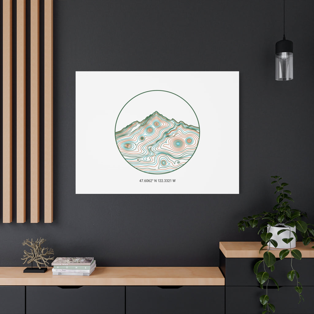 Topographic Contour Line Mountain Canvas, topographic map print | terrain poster