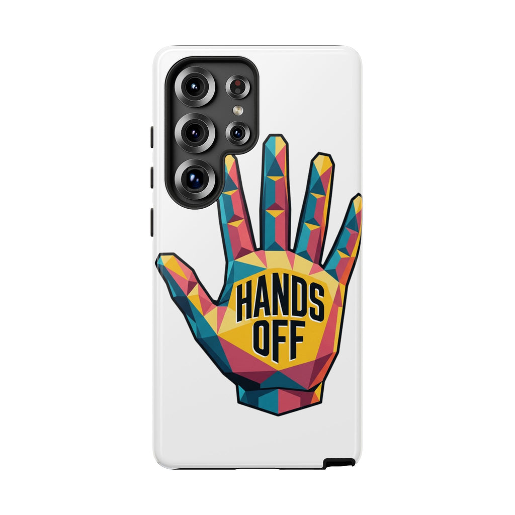 Hands Off Phone Case — Bold Geometric Palm Graphic