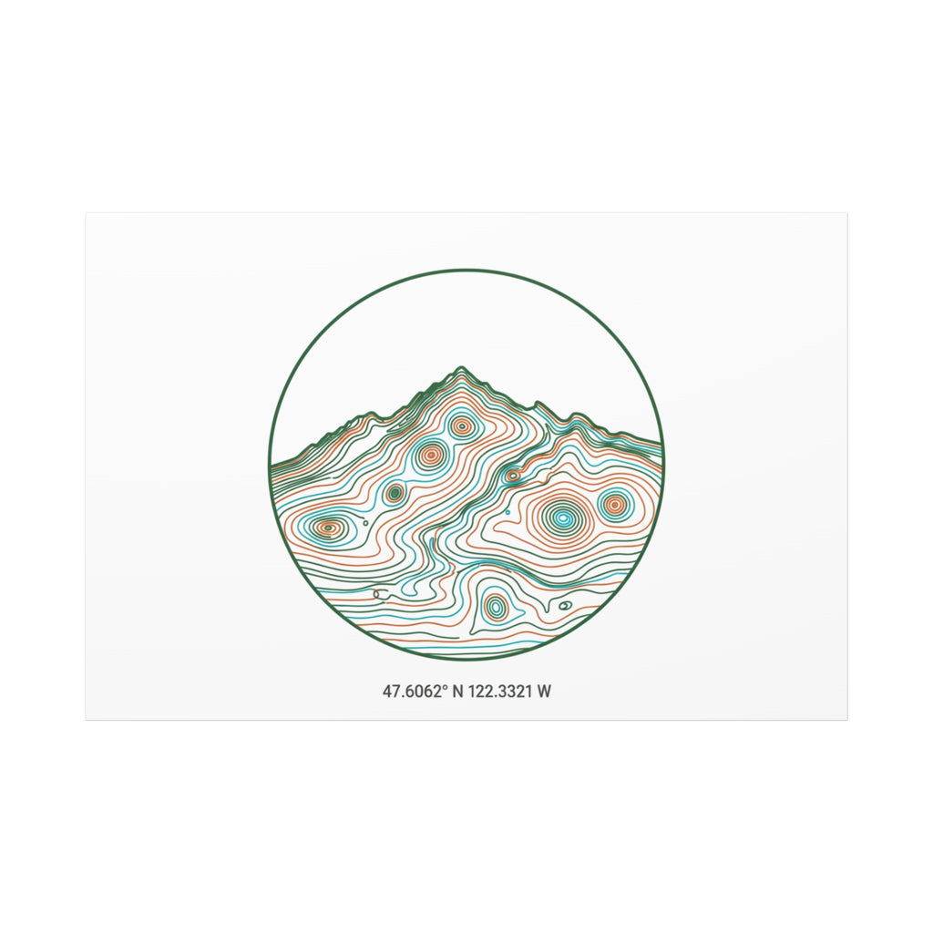 Topographic Contour Line Mountain Canvas, topographic map print | terrain poster